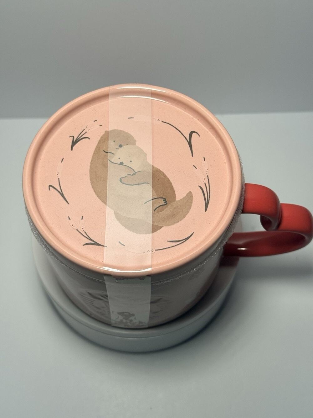 Starbucks Taiwan 2025 Valentine’s 10oz OTTER LOVE Ceramic Mug With Lid BNWT